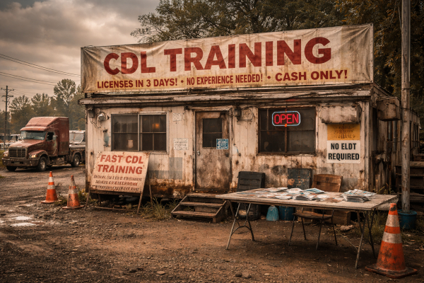 An AI generate image of a non-compliant CDL school